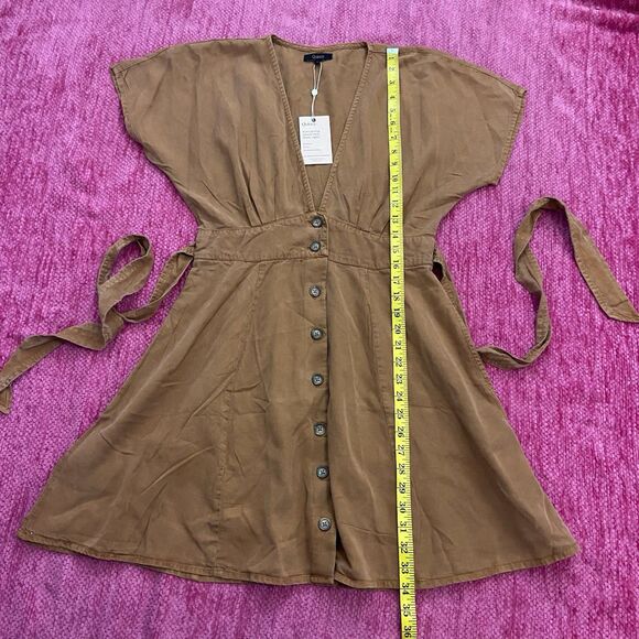 Quince Vintage Wash Tencel Button Front Tie Back Dress Terracotta Size Small - Picture 12 of 13